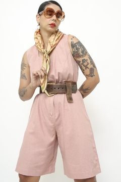 Macaquinho rosa linho boho - loja online