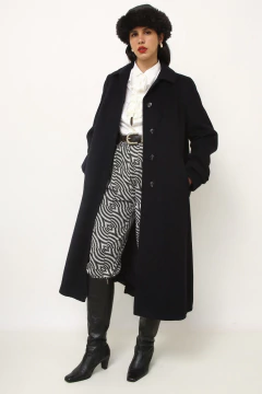 Casaco lã azul marinho forrado vintage - loja online