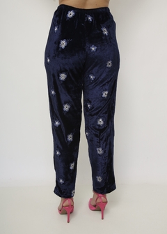 Conjunto azul flores 70´s veludo chic - comprar online