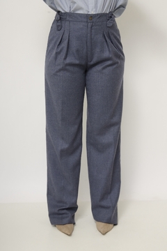 Calça lã azul cintura alta - loja online