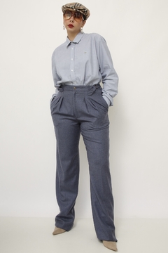 Calça lã azul cintura alta - Capichó Brechó