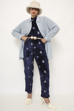 Camisa azul 100% seda - loja online