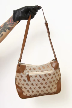 Bolsa monogram marrom bege sintética - loja online