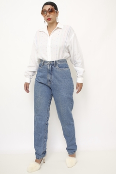 Calça jeans cintura alta azul classica na internet