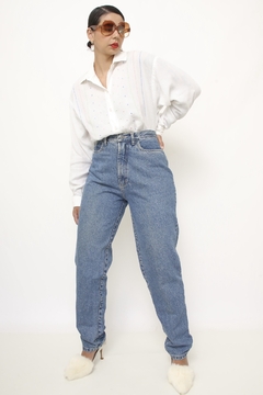 Calça jeans cintura alta azul classica - comprar online