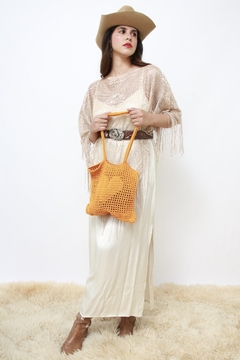 Bolsa croche laranja coração