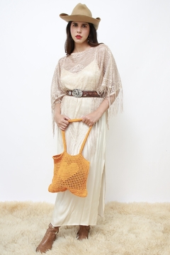 Imagem do Bolsa croche laranja coração