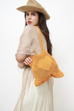Bolsa croche laranja coração - comprar online