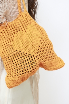 Bolsa croche laranja coração
