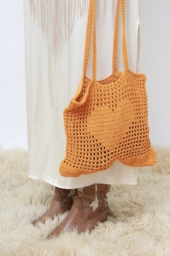 Bolsa croche laranja coração - loja online