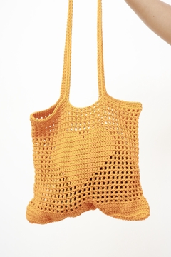 Bolsa croche laranja coração na internet