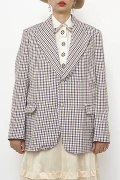Blazer xadrez azul forro parcial - Capichó Brechó