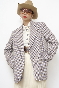 Blazer xadrez azul forro parcial na internet