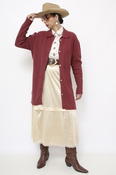Cardigan lã vinho golinha comprido - comprar online