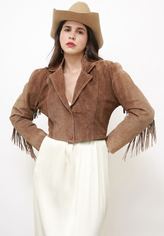 Jaqueta franja marrom cropped western - Capichó Brechó