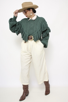 Tricot boho verde tricot babados