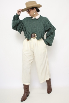 Tricot boho verde tricot babados na internet