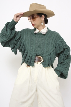 Tricot boho verde tricot babados na internet