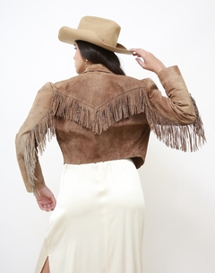 Jaqueta franja marrom cropped western - comprar online