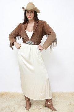 Jaqueta franja marrom cropped western - comprar online