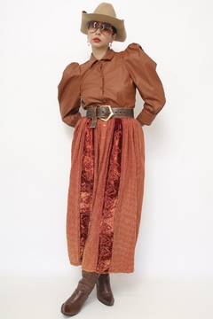 Saia midi laranja BOHO bordada na internet