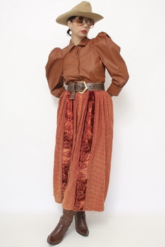 Saia midi laranja BOHO bordada - comprar online