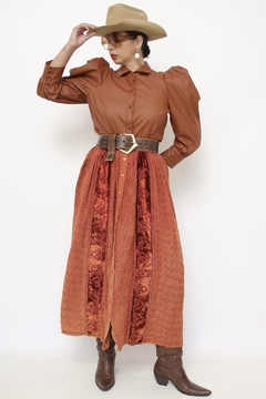 Imagem do Saia midi laranja BOHO bordada
