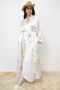 Robe acetinado flores longo na internet