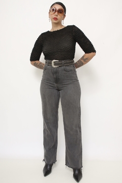 Blusa tricot preto floquinhos mng bufante - Capichó Brechó