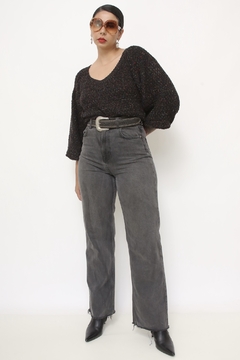 Imagem do Blusa tricot preto floquinhos mng bufante