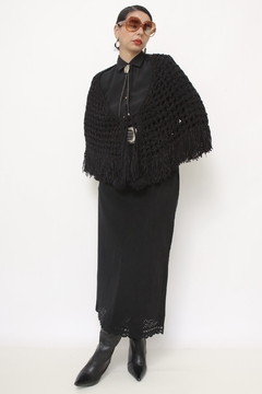 Xale preto pompom western - comprar online