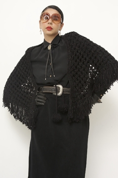 Xale preto pompom western