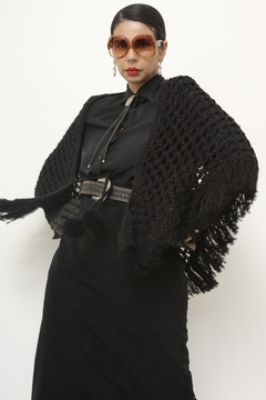 Xale preto pompom western - loja online
