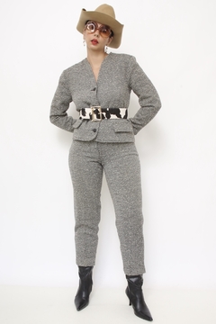 Conjunto cinza CALÇA + BLAZER floquinhos - comprar online
