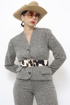 Conjunto cinza CALÇA + BLAZER floquinhos - loja online