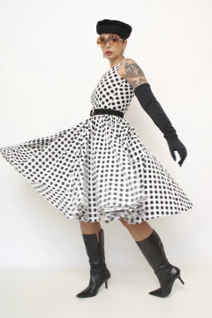 Imagem do Vestido poa midi saia volume rodado