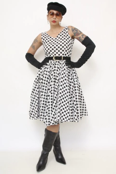 Vestido poa midi saia volume rodado - comprar online