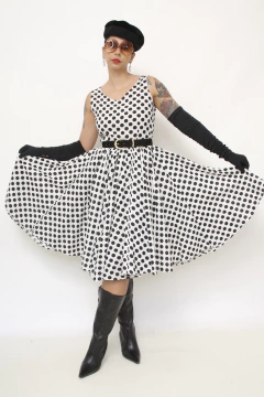 Imagem do Vestido poa midi saia volume rodado