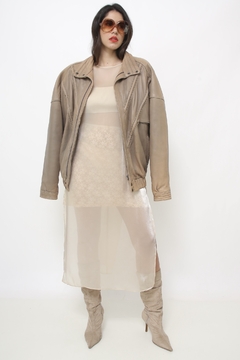 Jaqueta couro marrom forrada vintage - comprar online