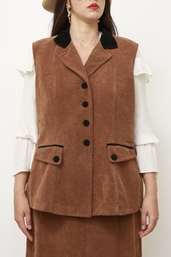 Conjunto atoalhado REGATA + SAIA vintage marrom na internet