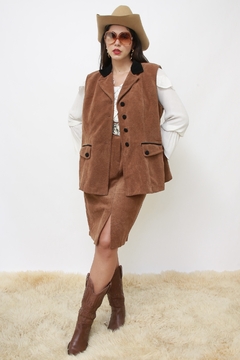 Conjunto atoalhado REGATA + SAIA vintage marrom