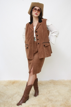 Conjunto atoalhado REGATA + SAIA vintage marrom - comprar online