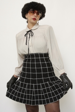 Saia xadrez vintage cintura alta - comprar online
