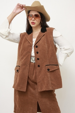 Conjunto atoalhado REGATA + SAIA vintage marrom