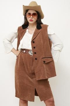 Conjunto atoalhado REGATA + SAIA vintage marrom - loja online