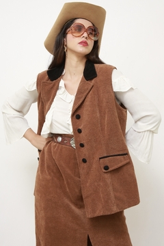 Imagem do Conjunto atoalhado REGATA + SAIA vintage marrom