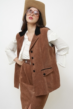 Conjunto atoalhado REGATA + SAIA vintage marrom