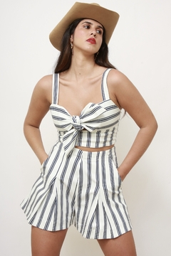 Conjunto listras CROPPED + SHORTS ANNE FERNANDES na internet