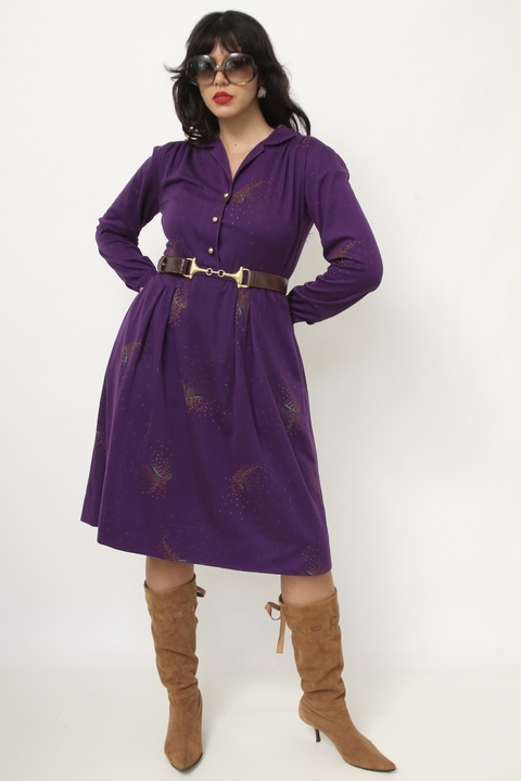 Vestido roxo estampa vintage