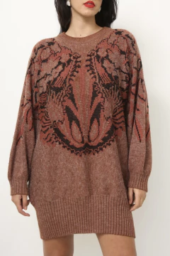 Maxi tricot rosa antigo ombreira - loja online